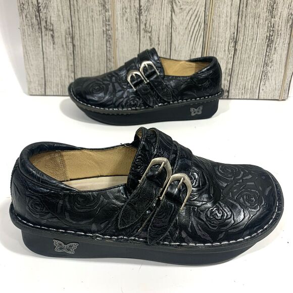Alegria Floral Leather ALL Clogs Mules Professional Womens Size 37 EU 7-7.5 US - Picture 1 of 14